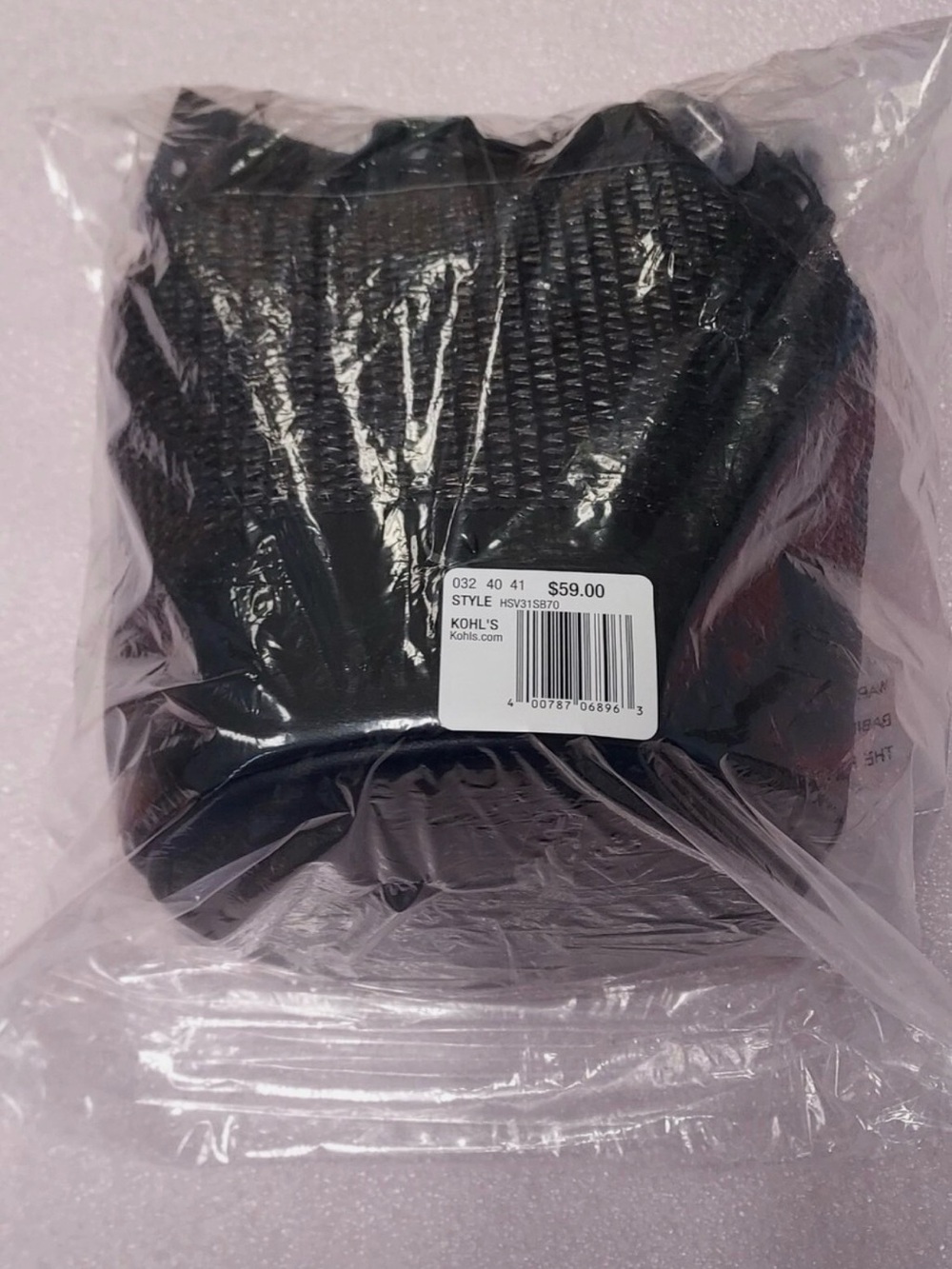 Simply Vera Vera Wang Black Woven Drawstring Bucket Bag vegan leather - Picture 6 of 6